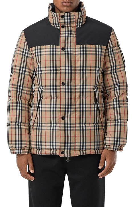 burberry puffer jacket mens|reversible check nylon puffer jacket.